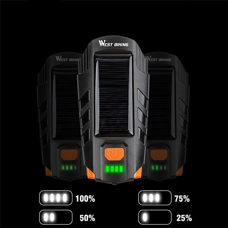 Éclairage vélo avant LED 2000 mAh Solaire Pédale Maurice