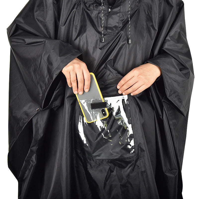 Poncho noir imperméable avec rangement téléphone Pédale Maurice