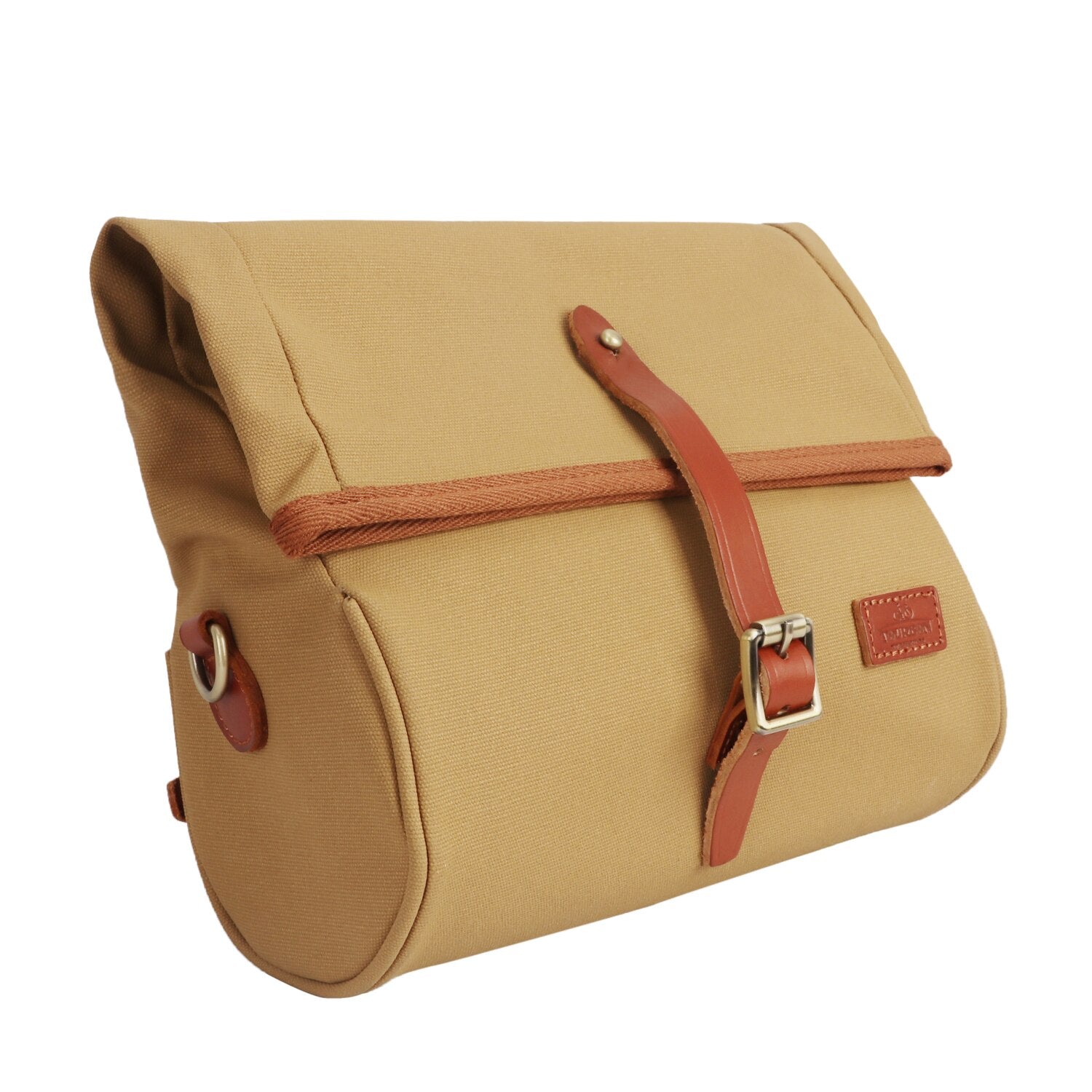 Sacoche porte bagage arrière vintage en toile beige Pédale Maurice