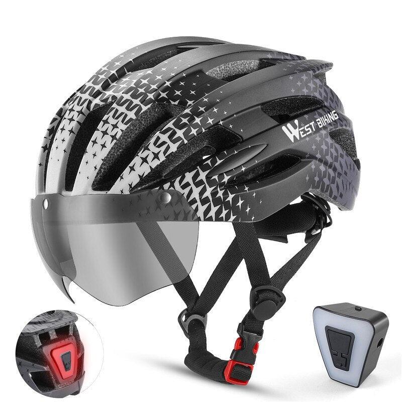 casque vélo avec visière et lumière